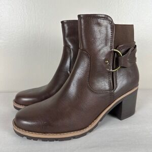 Baretraps Women's 9M Dezzi Ankle Boots Brown Block Heel Ring Detail